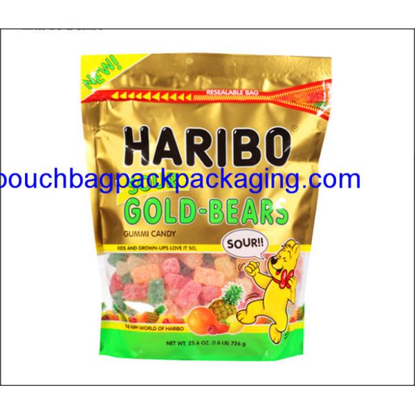 Stand up pouch, zip lock, gold printing doypack with zipper for candy 25.6OZ, 1