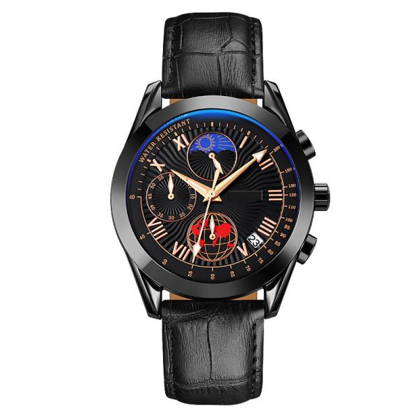Quality Multifunctional Triple Date Moonphase Watch Waterproof For Men wholesale