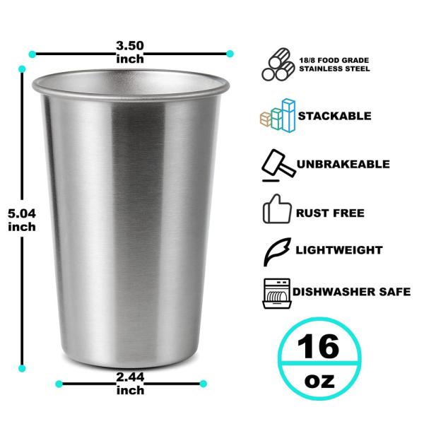 8oz 12oz 16oz Capacity Metal Pint Mug Bpa Free