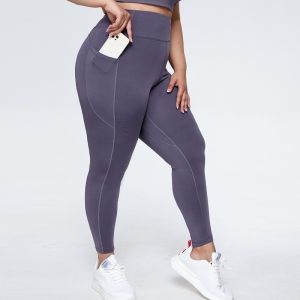 90 Polyester 10 Spandex Plus Size Yoga Pants High Elastic With Side Pockets