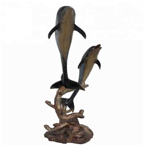 20cm Cast Iron Abstract Metal Dolphin Statue Home Decor SGS Certified