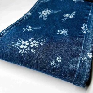 Custom Cotton Polyester Slub Printed Denim Fabric For Skirt Jeans