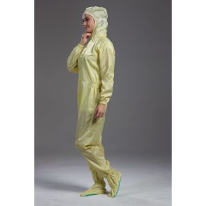 Food Processing Garment Resuable straight open zipper hooded coverall with socks
