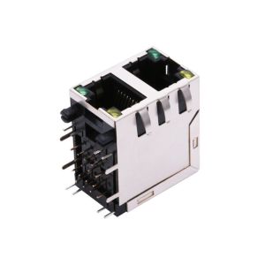 China XRJD-S-21-8-8-4 Stacked LED RJ45 Connector Modular Jack 2 x 1 Tab-Up and Down on sale