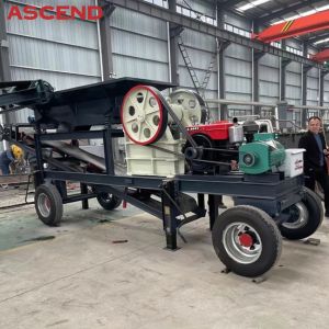Mobile Wheel Type 10-100tph Diesel Engine Portable Stone Jaw Crushing Station
