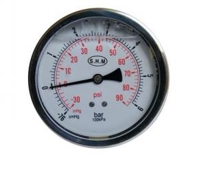 Cheap 50mm White Aluminium Dials Gaseous Liquid-Filled Pressure Gauge With Glass Window for sale