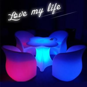 Single Pedestal Illuminated Bar Furniture / Rechargeable LED Bar Table