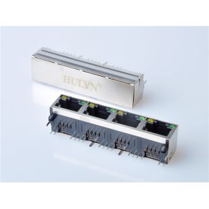HULYN Very low profile, Shielded RJ45 Modular Jack, Through Hole Type, 1x4,with