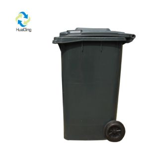120L plastic trash bin waste bin rubber wheel trash can for outdoor skip bins