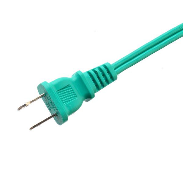 3 Outlet Extension Cord with Green PVC Jacket Material SPT-2 14/2 AWG 6FT/12FT 2 Prong Power Strip and Safety Cap Cover