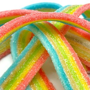 Fruit Flavored Sour Belt Candy Gummy Belt Soft Strip Bulk Fizzy Sour Sweets