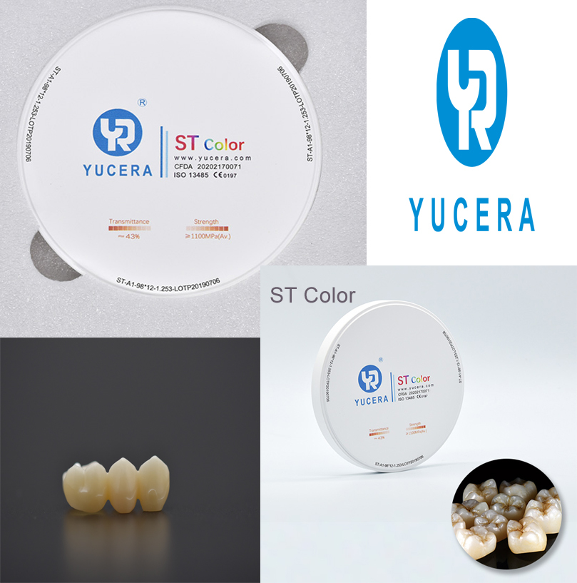 Yucera Dental Ceramic Cad Cam ST Color Zirconia Block Open System 98mm with CE