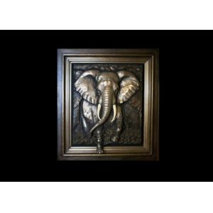 Metal Wall Art Sculpture / Bronze Elephant Bas Relief Multi Function