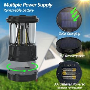 Camping Solar Handle Fan Lamp, Camping Lantern for Power Outages: 3000mAh Solar