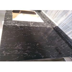 Black Bloom Artificial Quartz Prefab Stone Countertops Unique Style