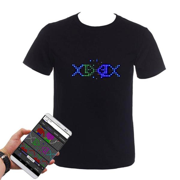 Quality APP Control LED Lighting T Shirt Bluetooth Programmable Rechargeable wholesale