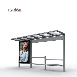 China Safety Glass Flat Roofed Smart Bus Shelter Impact Resistant With CLP on sale