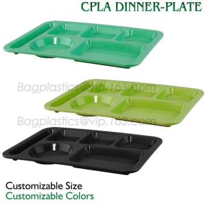 China 5 Compartment Lunch Box Disposable Plastic Food Container, biodegradable Fast Food Tray, disposable safety meat tray on sale