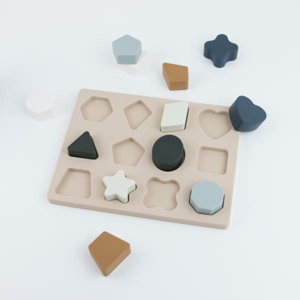 Geometric Shape Silicone Puzzle BPA Free Eco Friendly For Kids Education