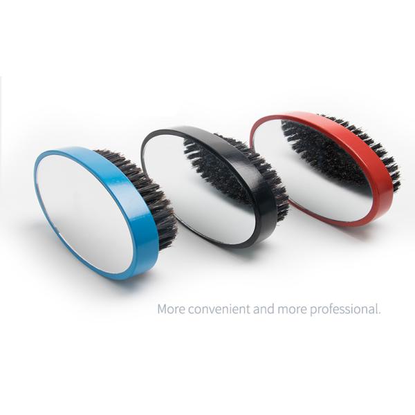 Customize Beard Brush With Mirror Natural Wood Medium Mixed Boar Bristle Brush