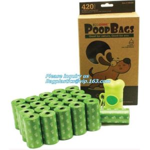 Cornstarch 100% compostable biodegradable dog poop bags, Dispenser with recycle