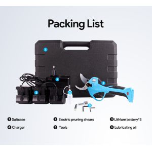 40mm Electric Garden Pruner China Pruning Shears With LED And 3 Batteries For