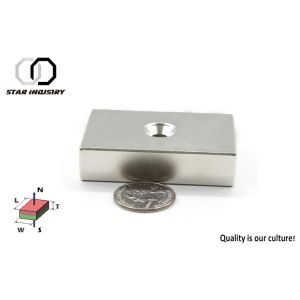 200mm Large Square Neodymium Magnets With Screw Hole Diametrically Magnetized