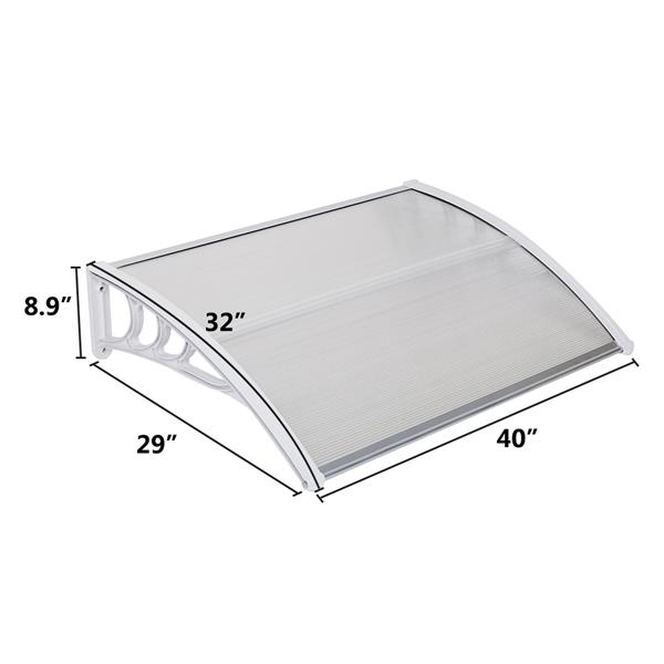 Transparent Outside Door Canopy , Polycarbonate Sheet Awning White Holder