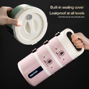 3-layer Plastic Bento Lunch Box Microwaveable And Insulated Round Lunch Box