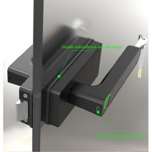 Smart Biometric Fingerprint Glass Door Lock Semi Auto Tuya App Wireless Control