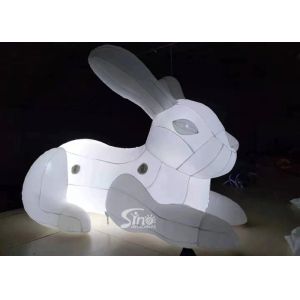 5m Long Giant Blow Up Illuminated Inflatable White Rabbit With LED Light For