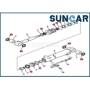 China 878000503 Boom Cylinder Seal Kit Komatsu Inner Part Excavator Service Kit Fits Excavator PC12R-8 on sale