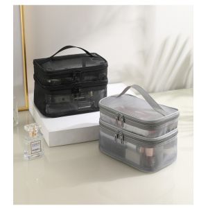 NEW GAUZE MAKEUP BAG LARGE CAPACITY TRAVEL SIMPLE PORTABLE TOILETRY BAG DOUBLE