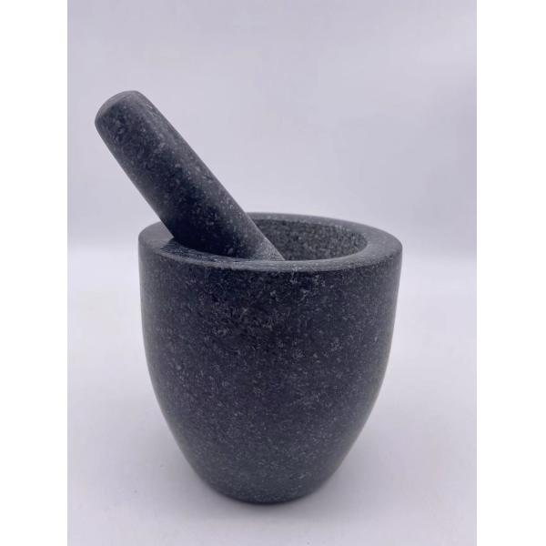 Quality Round Solid Granite Stone Mortar And Pestle Rough Smooth Inside wholesale