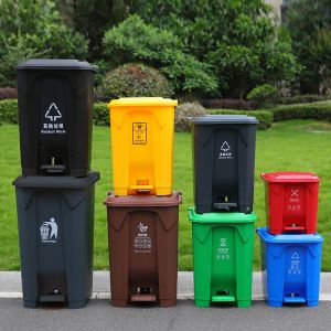50l Outdoor Plastic Trash Can Retangular Plastic Garbage Can Outdoor