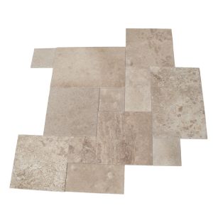 Polished Large Travertine Natural Stone Tile For Road Paving Light Coffee Color