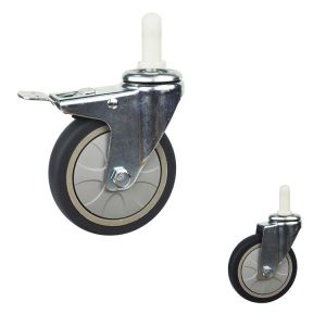 4 Inch Expanding Stem TPR Food Cart Wheels Soft Type Casters For Service Carts