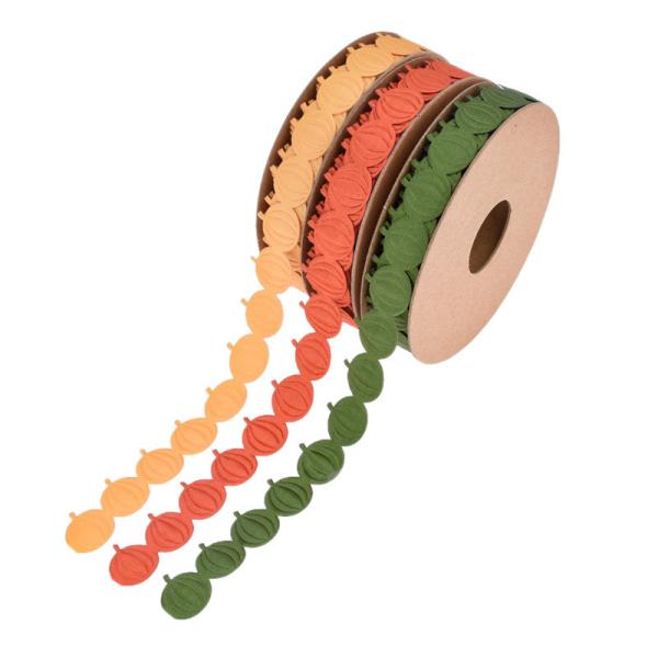 Quality 18mm*15y Ultrasonic Pumpkin Wired Ribbon For Halloween Decoration wholesale
