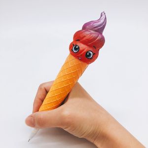 Cheap Realistic Feeling 3D Cute Promotional Ice Cream Shape Ball Point Pen for sale