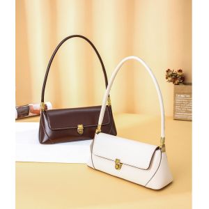 China Women White Baguette Shape PU Leather Clutch Bag Pouch Handbag on sale