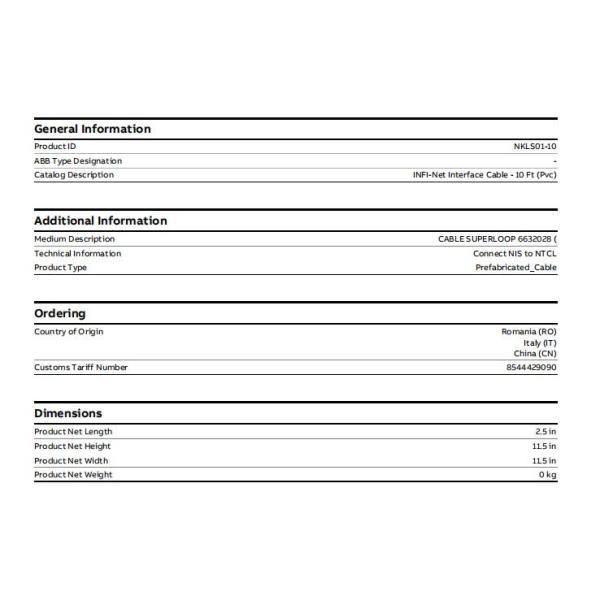 NKLS01-10 ABB Communications Cable