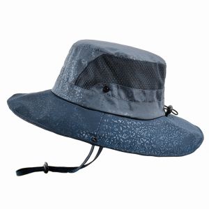 Summer Men'S Outdoor Leisure Big Brim Two Styles Fisherman Hat With Windproof
