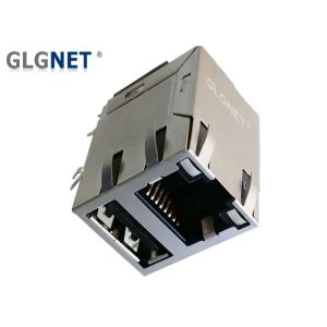 USB2.0 Interface RJ45 Multiple Port Connectors With LED Light Pipes