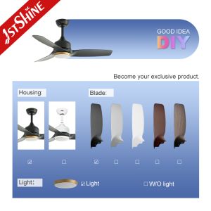 42-Inch Matte Black DC Ceiling Fan with 3-Color LED Light and 6 Speeds Wind