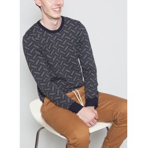 Half Wool / Cotton Double Layer Sweater , Jacquard Winter Pullover Sweaters