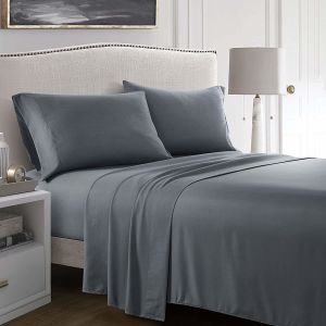 Sustainable Soft Bed Set 1800TC Solid Egyptian Cotton Fitted Sheet 4 Piece Quilt