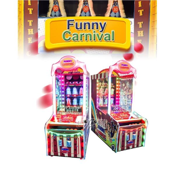 Coin Operated Ticket Game Machine Funny Carnival Hit The Clowns Toss Ball Redemption