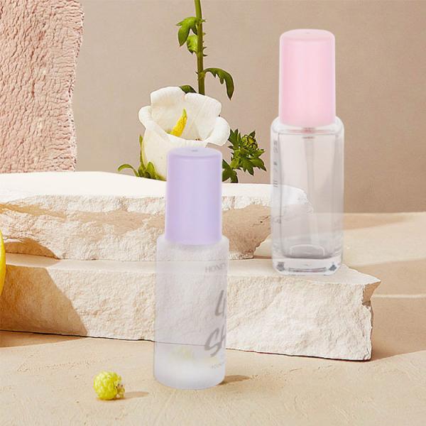 30ml Transparent Empty Foundation Bottle With Pink Or Purple Plastic Caps