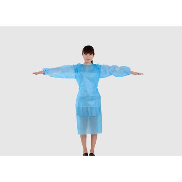 Ultrasonic Seams Plastic Isolation Gowns , Blue Disposable Overalls Anti Bacterial