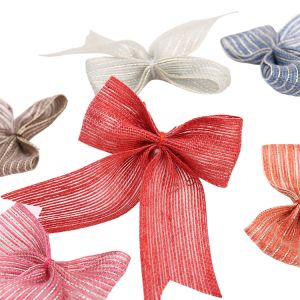 Factory Direct Sale 3.8Cm Fish Silk Hemp Bow Christmas Decoration Bow Minimalist